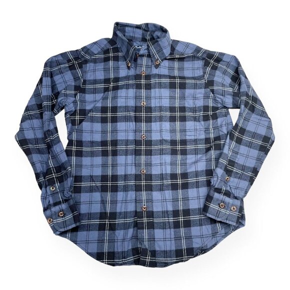 Brooks Brothers Fleece Flannel Button-up Kids S Blue Cotton - Picture 1 of 6